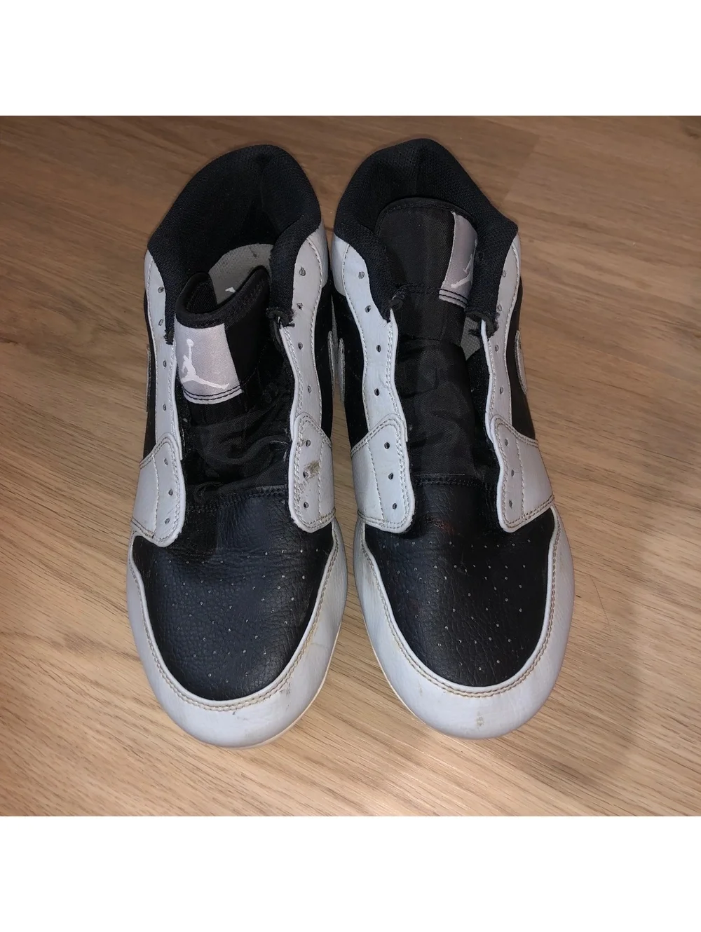 NIKE JORDAN 1 LOW TD SHADOW GRAY BLACK WHITE BASEBALL FOOTBALL CLEATS MENS SZ 12